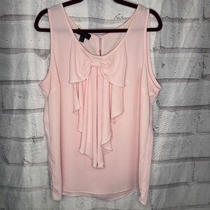 AB Studio Blush Pink Sleeveless Bow Front Blouse Size XL